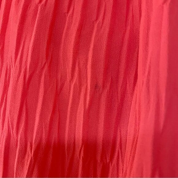 Ted Baker Women Gyda Blouse Sz 1 US 4 Neon Coral Pink Pleated Chiffon 3/4 Sleeve - Picture 10 of 16